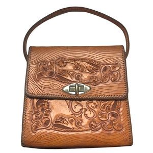 Vintage Western Hand Tooled Horse Head Leather Bag
